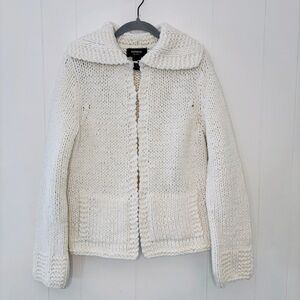 Express Handknit Cream Chunky Wool Blend Sweater M